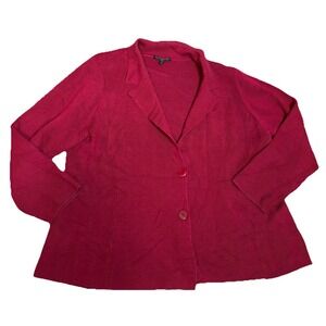 Eileen Fisher Sweater Cardigan Maroon Red Silk Cotton Women Size 1X Classic